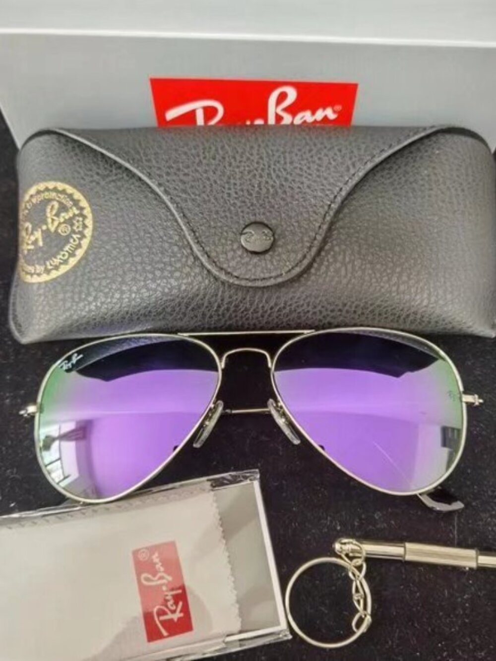 Ray-Ban 3025 Blue Aviator Sunglasses 58mm